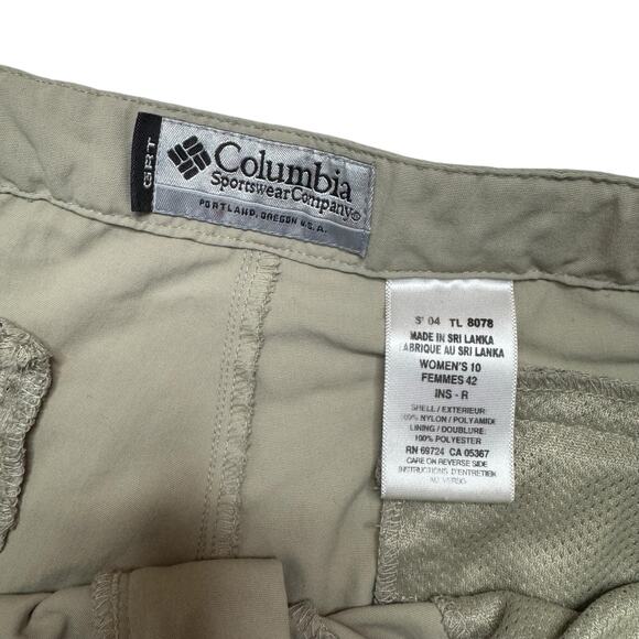 COLUMBIA GRT Womens Lightweight Hiking Cargo Pants Tan Size 10 Belt Straight Leg - Picture 4 of 9